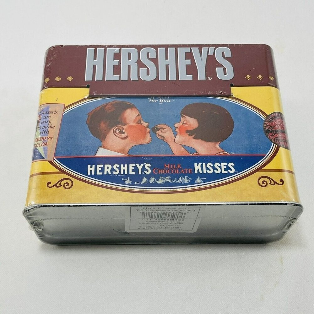 Hershey Kisses Chocolate Recipe Card Collection Tin Box Storage Keepsake Candy